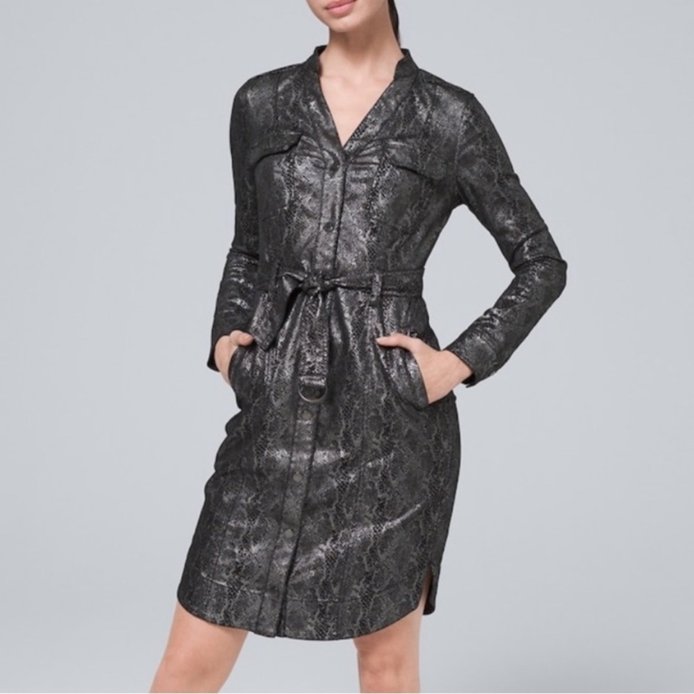 White House Black Market foil reptile dress